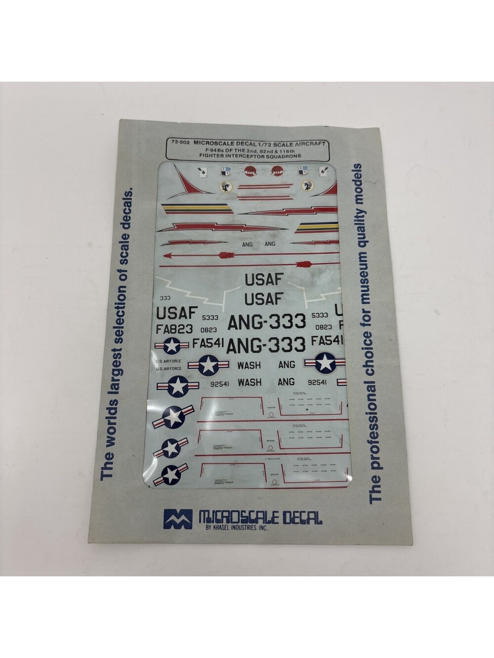 Microscale decal 1/72 F-94B 2nd,82nd And 116th Fighter Interceptor Squadrons